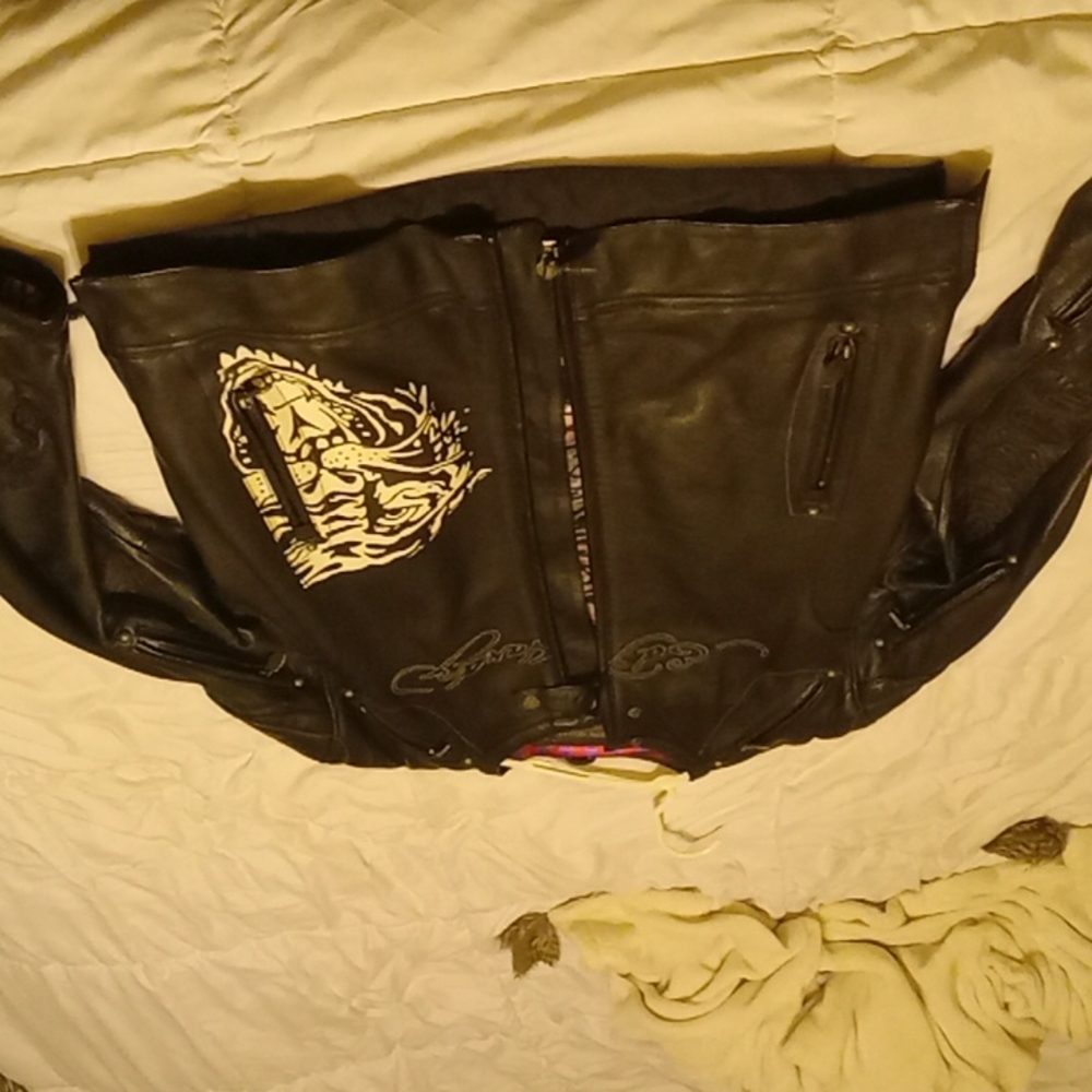 Ed Hardy Biker leather Jacket great condition